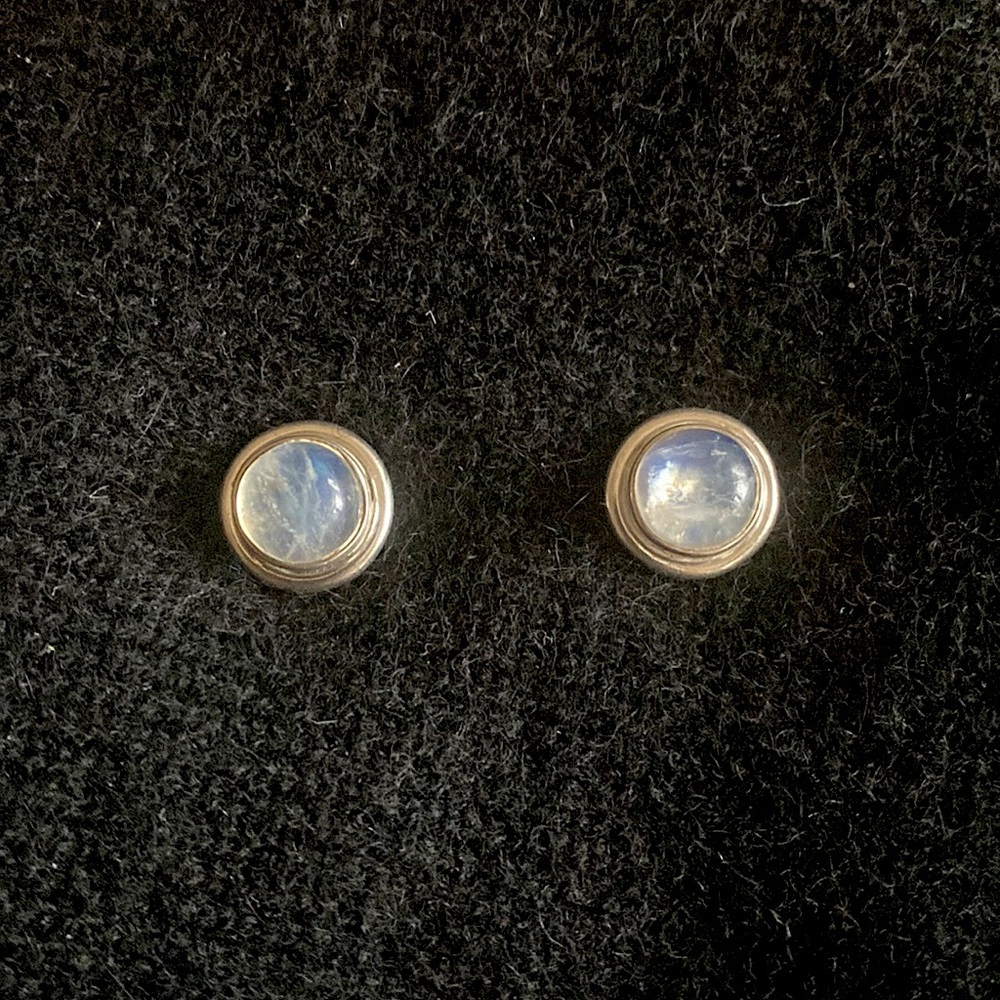 Vintage Silver Moonstone Studs